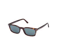 TOM FORD Homme FT1300 MILES-02 54V Lunettes de soleil Acétate La Havane Bleu Carré Normale