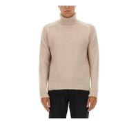 Tom Ford, Homme, Pulls, Beige, Taille: L Pull à Col Roulé en Mélange de Laine Brossée