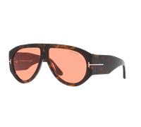 TOM FORD Homme TOM FORD FT1044 BRONSON 52S Lunettes de soleil Acétate Havane Bordeaux Pilote Normale