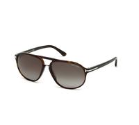 TOM FORD Homme TOM FORD FT0447 JACOB 52B Lunettes de soleil Acétate Havane Fumée Ronde Normale Ombré