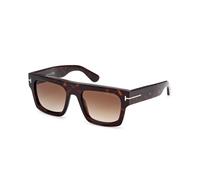TOM FORD Homme TOM FORD FT0711 FAUSTO 52F Lunettes de soleil Acétate Havane Marron Carré Normale Ombré