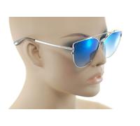 Tom Ford Jacquelyn TF563 18X Femme Surdimensionné Carré Soleil Argent Bleu
