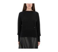 Tom Ford - Maille à Manches Longues et Col Bateau avec Plaque Métallique - Femme - Pulls - Noir - Taille: 38 FR