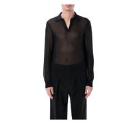 Tom Ford - Polo 18Gg en maille de coton et soie LS sans boutons - Homme - Tops - Noir - Taille: XL