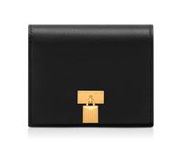 Tom Ford - Natural Grain Leather Padlock Compact Wallet - Femme - Accessoires - Noir - Taille: ONE Size