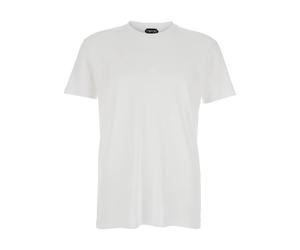 Tom Ford - Perforated Rib SS Crew Neck - Homme - Tops - Blanc - Taille: L