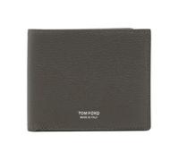 Tom Ford - Portefeuille classique bifold en cuir grainé souple T Line - Homme - Accessoires - Gris - Taille: ONE Size