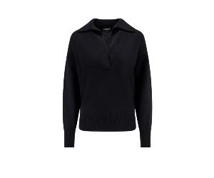 Tom Ford pull col polo femme noir en pur cachemire à broderie monogramme - M