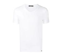 Tom Ford - T-Shirt Col V en Coton Stretch - Homme - Tops - Blanc - Taille: S