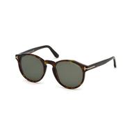 TOM FORD Unisex TOM FORD FT0591 IAN-02 52N Lunettes de soleil Acétate Havane sombre Vert Ronde Normale