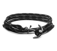 Tom Hope TM0131 Bracelet triple tour avec ancre, Noir, Taille S