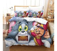 Tom&jerry Ensemble De Literie Imprim¿¿ D Housse De Couette ¿¿ Cartoon Th¿¿Me Pi¿¿Ces Avec Taies D'oreiller ¿¿ Fermeture ¿¿Clair Dissimul¿¿E Et Housse De Cou