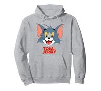 Tom & Jerry Movie Tom Head Sweat à Capuche, Unisexe pour Adultes, Gris Chiné, M