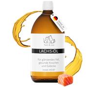 Tom & Leo Huile de saumon pour chiens et chats 1000 ml - Huile de saumon sauvage avec oméga 3-6-9, idéale pour la peau et le pelage, huile de poisson de qualité supérieure pour chiens