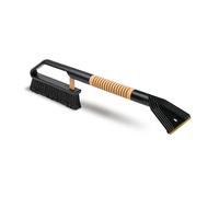 ToM PaR Brosse à Neige et grattoir à Glace | 2 en 1 | 50% de Poils naturels | Manche en Bois | Lame en Laiton | grattoir pour matériaux Fins | Plastique résistant au Froid | Longueur : 55 cm