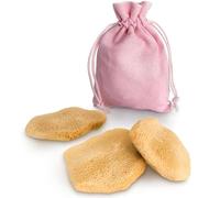 tom&pat® Éponge naturelle visage · nettoyage & gommage (3x 5-7 cm) | Dermatest « très bien » · nettoie en profondeur sans frotter · démaquille à l’eau claire · lavable · pour peaux sensibles