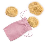 tom&pat Éponge Visage en éponge naturelle - Réutilisable, DERMATEST : TRÈS BIEN, démaquillage naturel & nettoyage du visage, coton demaquillant lavable directement de Grèce (3 x 5-7 cm)