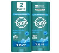 Tom’s of Maine Mountain Spring Natural Deodorant for Men and Women, Aluminum Free, 3.25 oz, 2-Pack