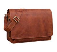 'Tom' Sac Messenger Vintage en Cuir | Sac à Bandoulière Hommes Femmes | Sacoche Laptop 15 Pouces pour Bureau, Université, Travail | Sac en Cuir Véritable, Couleur:arrona - Marron