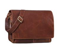 'Tom' Sac Messenger Vintage en Cuir | Sac à Bandoulière Hommes Femmes | Sacoche Laptop 15 Pouces pour Bureau, Université, Travail | Sac en Cuir Véritable, Couleur:Porto - Cognac
