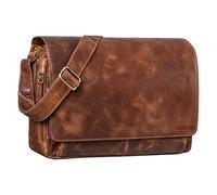 'Tom' Sac Messenger Vintage en Cuir | Sac à Bandoulière Hommes Femmes | Sacoche Laptop 15 Pouces pour Bureau, Université, Travail | Sac en Cuir Véritable, Couleur:Napoli - Marron