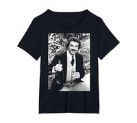 Tom Selleck Boire du Champagne à Londres 1985 T-Shirt, Femme Grandes Tailles, Noir, 3X