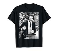 Tom Selleck Boire du Champagne à Londres 1985 T-Shirt, Homme, Noir, XXL