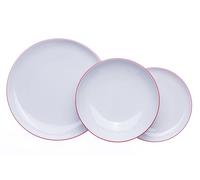Tom, set d'assiettes, rayures rouges, Thun, 18 pièces