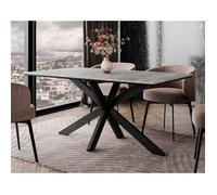 Table à manger Best Mobilier Tom - plateau effet béton - pieds métal - 4 à 6 personnes - Gris/Noir - 160x90 cm