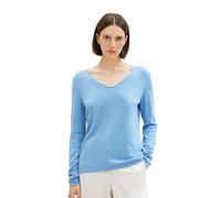 TOM TAILOR 1012976 Pull Basique en Tricot Femme,15584 - Sea Blue Melange,3XL