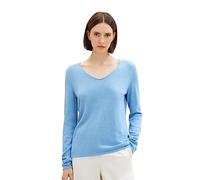 TOM TAILOR 1012976 Pull Basique en Tricot Femme,15584 - Sea Blue Melange,XL