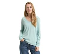 Tom Tailor Front Logo Coin V Neck Sweater Vert,Bleu 2XL Femme