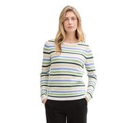TOM TAILOR 1016350 Pull-Over Femme, 37149 - True Green Blue Knit Strip, S