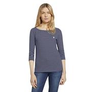 TOM TAILOR 1024035 T-shirt à Manches Longues avec Rayures Femme ,26033 - Navy White Small Stripe ,XS