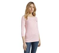 TOM TAILOR 1024035 T-shirt à Manches Longues avec Rayures Femme ,26034 - White Peach Small Stripe ,S