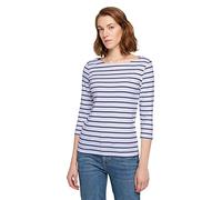 TOM TAILOR 1032035 T-shirt à Manches Longues avec logo brodé Femme ,29953 - White Black Stripe ,XXS