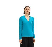 TOM TAILOR 1034153 T-shirt Basique à Manches Longues Femme ,30014 - Teal Blue ,M