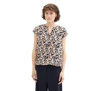 TOM TAILOR 1035245 Chemisier Femme | LENZING™ ECOVERO™ | Choix de matériaux durables | Coupe droite | Col en V | Manches courtes | Multicolore | Séchage rapide