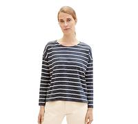 TOM TAILOR 1035765 T-Shirt à Manches Longues, 34236-Anthra Mel Beige Stripe, M Femme