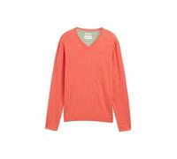 TOM TAILOR 1039811 Pull en Tricot avec col en V, 37099-Corail Red Melange, XL Homme