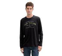 TOM TAILOR 1039895 T-Shirt à Manches Longues, 10916-Almost Black, L Hommes