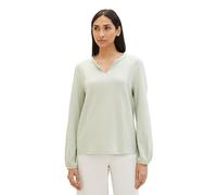 TOM TAILOR 1040546 T-Shirt à Manches Longues, 34914 - Vert désert et Blanc à Rayures Fines, XS Femme