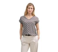 TOM TAILOR 1042898 T-Shirt, 31991-blue Black Structure Design, M Femmes