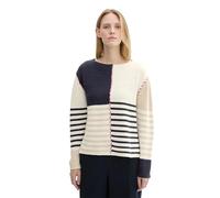 TOM TAILOR 1043179 Pull-Over, 36469-navy Patched Stripe Knit, L Femme