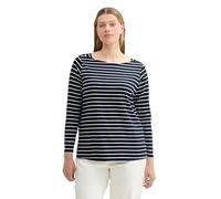 TOM TAILOR 1043761 Plussize T-Shirt à Manches Longues, 37043-navy White Stripe, 46 Femmes