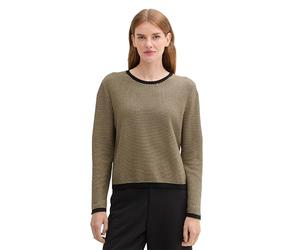 TOM TAILOR 1044104 Pull-Over, 36995-black Beige Bubble Knit Design, XL Femme