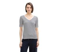 TOM TAILOR 1045563 T-Shirt, 37370-offwhite Navy Regular Stripe, Large Femmes
