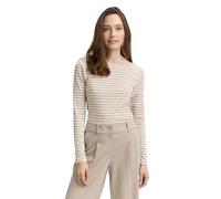 TOM TAILOR 1047730 T-Shirt à Manches Longues, 38574-Taupe Offwhite Tee Stripe, XXL Femmes