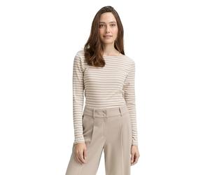 TOM TAILOR 1047730 T-Shirt à Manches Longues, 38574-Taupe Offwhite Tee Stripe, XXL Femmes