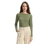 TOM TAILOR 1047730 T-Shirt à Manches Longues, 38582-Green Offwhite Tee Stripe, XXL Femmes